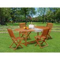 East West Furniture 5 Piece Beasley Acacia Wooden Outdoor-furniture Set - Natural Oil BSCM5CWNA